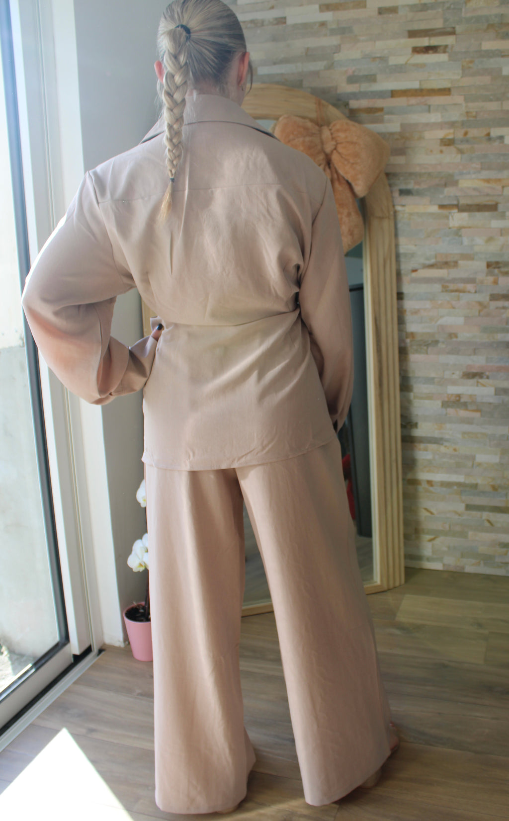 Ensemble Blouse + Pantalon rose pâle